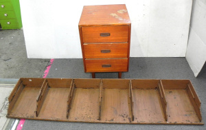 Lot 074 - Vintage wooden office desk organiser filer (163cm W) + Mentone Furnitu