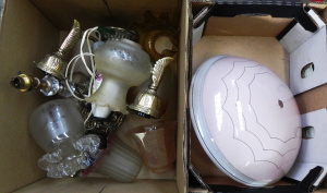 Lot 078 - 2 boxes of vintage & retro light fittings and glass shades
