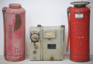 Lot 080 - 3 x pieces - 2 x old Simplex Fire Extinguishers incl Copper + 1953 Coi