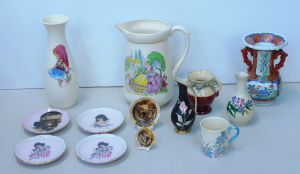 Lot 091 - Group lot vintage ceramics inc Brownie Downing Vase & small Wall p