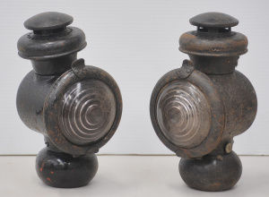 Lot 120 - Pair of Ford Model 560 Kero tale lamps w Fresnel lenses for Model Ts