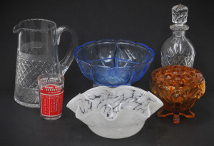 Lot 130 - Group lot - Vintage Glass & Crystal - Diamond Cut Inwald Decanter,