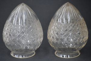 Lot 131 - Pair of vintage cut crystal ovoid light shades - 17cm H