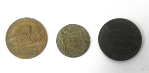 Lot 157 - 3 x vintage Tokens Medallions - c1860s S Hague Smith Ironmonger Mercha