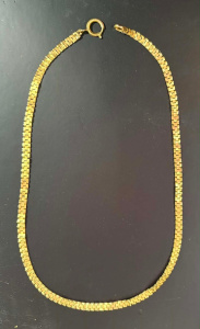 Lot 166 - 9ct gold flat link chain necklace, approx 40cms L, TW 6 grms