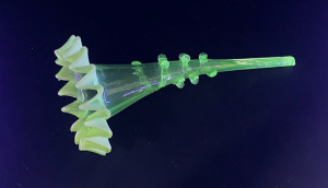 Lot 201 - Victorian Citrine Uranium Glass Epergne Trumpet Vase - Vaseline pleate