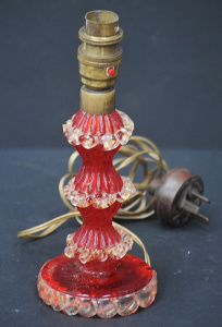 Lot 202 - Vintage Italian hand blown red and clear glass w gold inclusions ribbe