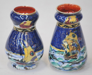 Lot 204 - 2 x Vintage Royal Winton Grimwades Lustre Byzanta Ware Vases - Tallest