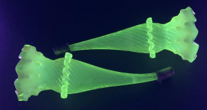 Lot 205 - Pair Victorian Uranium Glass Epergne Trumpet vases - Light Citrine tw