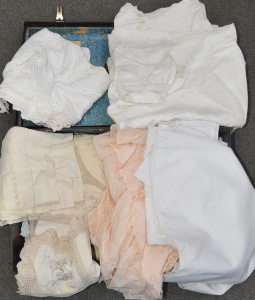 Group lot vintage Napery inc Embroidered, crocheted & Linen Table & Supp