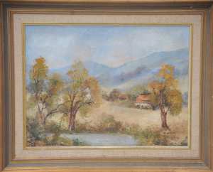 Nora Walsh (Active c1970 - 1980s) Large Framed Oil Painting - The Country Homest