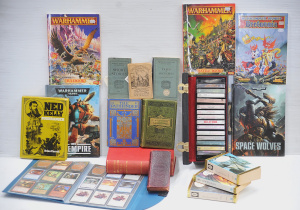 Lot 013 - Box lot of books and cassettes, inc Warhammer + 40K, Tolkien, Hoppus's