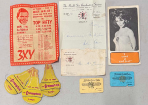 Lot 032 - Grp Australian ephemera incl 1962 Mike Walsh 3XY flyer for beach broad