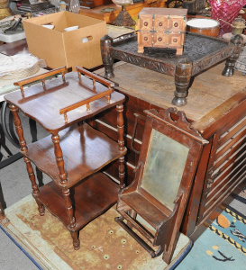 Lot 038 - Small lot - Occ Furniture - Victorian style 3 tier Stand, Edwardian Mi