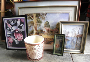 Lot 039 - Group lot mixed items - Framed Paintings & Prints incl Decorative