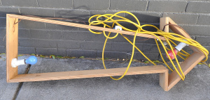 Lot 045 - Light Up Wooden Arrow Sign w Red & Blue Light Globes - Approx 123c