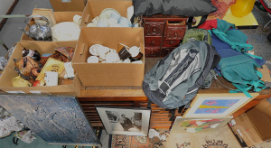 Lot 051 - Group Lot of Mixed Items incl Pictures, Mixed Ceramics, Camping Backpa