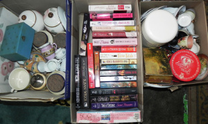 Lot 056 - 3 x boxes mixed items - Pottery & Porcelain, Books, etc - Hpainted