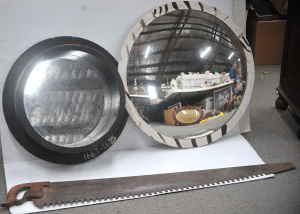 Lot 071 - 2 x Mirrors incl One made from a Foundry Mold, Convex Faux Sebra Skin
