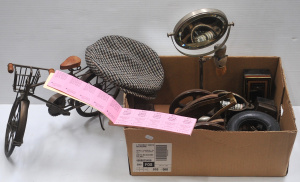 Lot 074 - Box lot - Mixed vintage Blokey gear - old Car Dashboard instruments (a