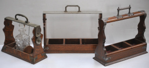 Lot 076 - 3 x vintage oak and EPNS tantalus decanter holders inc Walker & Ha
