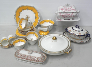 Lot 089 - Group lot vintage China inc Victorian Lidded Tureens & Underplates