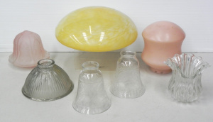 Lot 103 - Group of vintage decorative glass lightshades inc mottled yellow (30cm