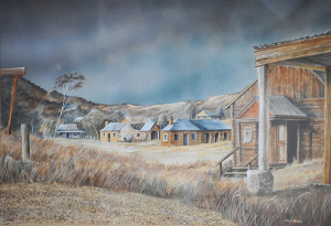 Lot 106 - Frank Harding (1935 - 1990) Large framed Watercolour - The Old Ghost T
