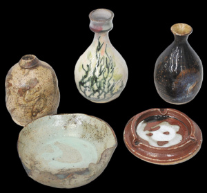 Lot 124 - 5 pieces of signed J Jackman Australian Studio Pottery inc 3 vases, di