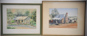 Lot 134 - 2 x framed Watercolours - Elaine Washington 'The Old Barn' 25x35cm + E