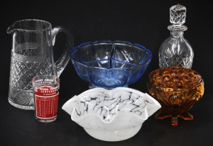Lot 139 - Group lot - Vintage Glass & Crystal - Diamond Cut Inwald Decanter,