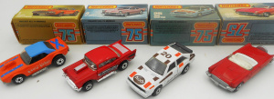 Lot 171 - 4 x Boxed Matchbox Diecast Cars, Dodge challenger, 57chevy, Audi Quatr