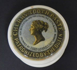 Lot 174 - Mid 1800s Porcelain Cherry Toothpaste container by John Gosnell &