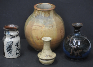 Lot 189 - 4 signed J Jackman Australian Studio Pottery vases c1970s inc calligra