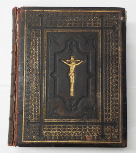 Lot 197 - Victorian family Bible w gilt detailed embossed leather cover, colour