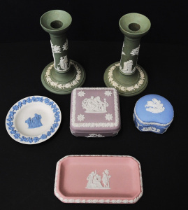 Lot 202 - Group lot Vintage Wedgwood Jasperware inc c1960 Sage Green Classical C