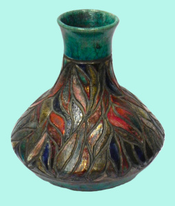 Lot 216 - Large Rockley Bank Australian Pottery Raku Fired Vase - Colourful Glaz