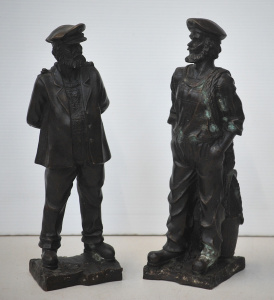 2 x Bronze Nautical themed figures inc Captain & Sailor 36cm H