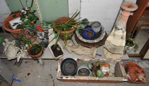 Large lot of Garden Items incl a Orchad, Succulents, Concrete Planters, Pedestal