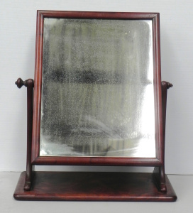 Lot 002 - Vintage c1880 Dressing Table Mirror - Mahogany Veneer Mirror with soli