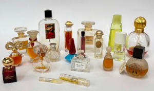 Lot 025 - Large Grp vintage + perfume bottles incl Chanel, Hermes, Lanvin, Rocha