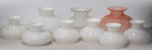 Lot 047 - Group lot of Vintage Lamp & Light shades inc Peach leaf pattern Ri
