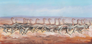 Lot 053 - Zareena Qureshi (Active c1980s - 2000s) Large framed Oil painting on C