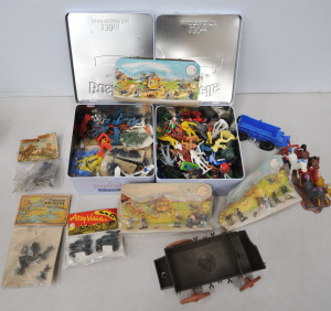 Lot 062 - Large group of vintage toys inc packaged soldiers, vehicles and Cowboy