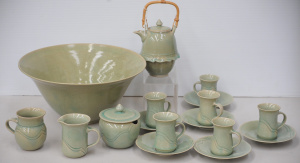 Lot 063 - Group lot Jamie Beeston Australian Pottery signed Celadon glaze Inc Te