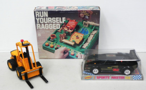 Lot 074 - 3 x Vintage Kids Toys & Games - Orange Tonka articulated Forklift,
