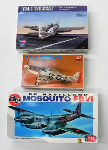 Lot 082 - 3 x Boxed Unmade WWII Propeller Plane 1-48 scale Model kits inc P-51D