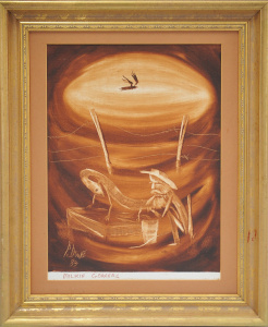 Lot 086 - Peter Browne (1947 - ) Gilt Framed Oil Painting - Milkin Goannas - sig