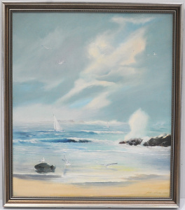 Lot 087 - John Driver (Active c1980s) Large framed Oil painting on Canvas - Runn