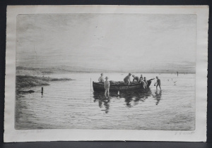 Lot 089 - Ernest Edwin Abbott (1888 - 1973) unframed Etching - 'Landing the Catc